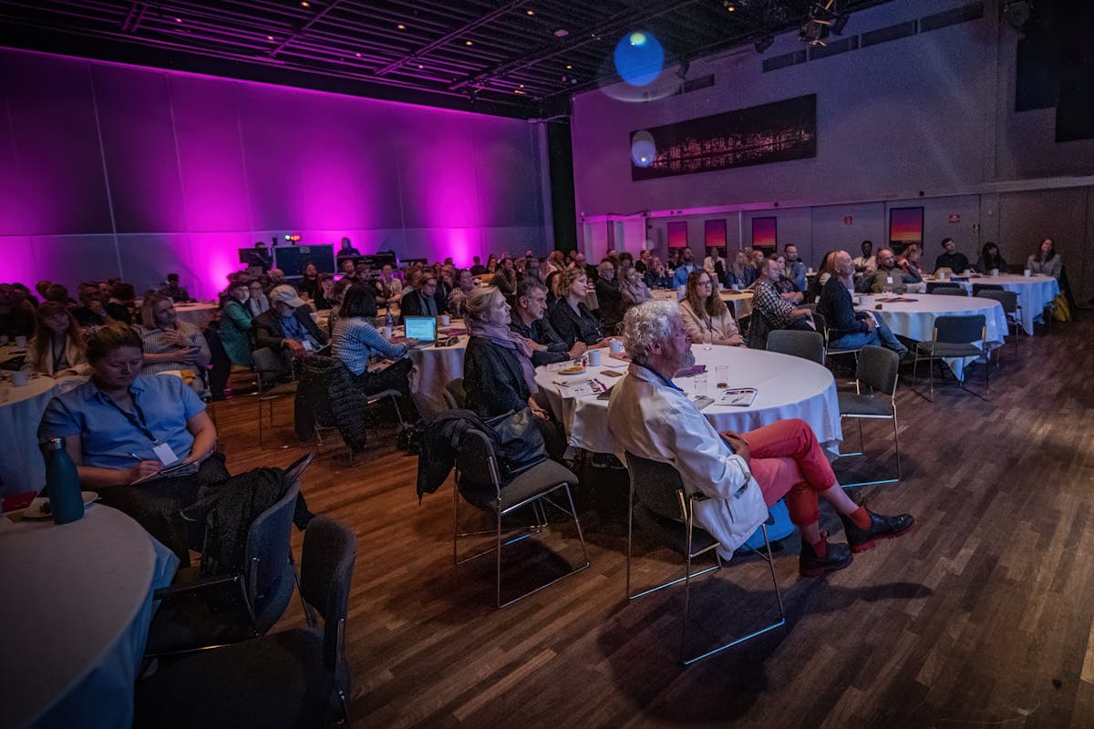 <i>The jury and audience at the Nordic Co-Production Market 2023. Photo: Grethe Nygaard.</i>